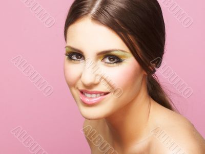 Young Woman On Pink Background