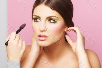 Young Woman On Pink Background