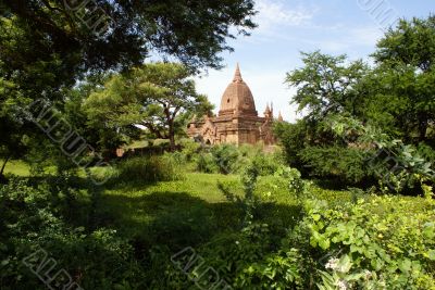 Park and brick temple