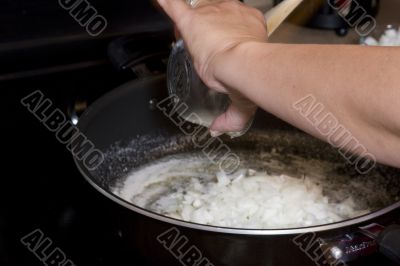 Food being cooked in pan