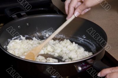 Food being cooked in pan