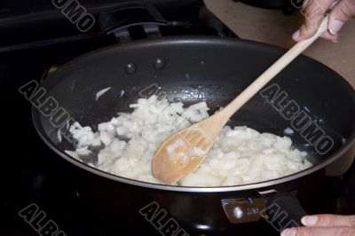 Food being cooked in pan