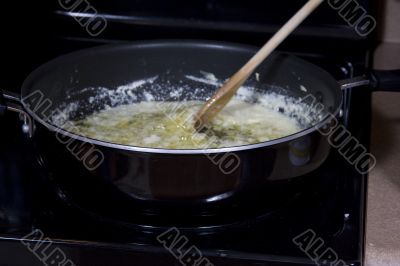 Food being cooked in pan