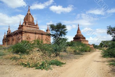 Road and pagodas
