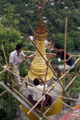 Workers and stupa