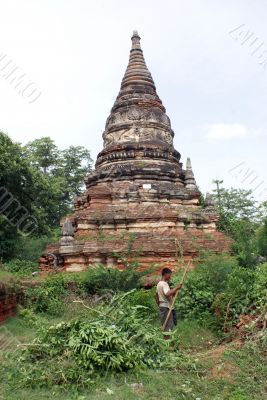 Stupa and man