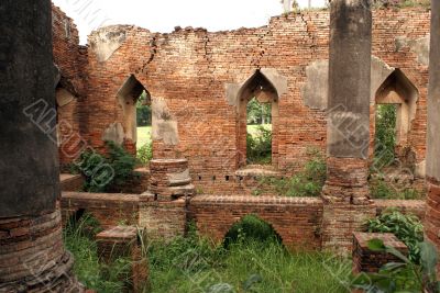 Inside brick temple