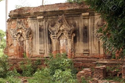 Wall of brick temple