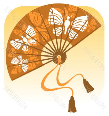fan with butterflies