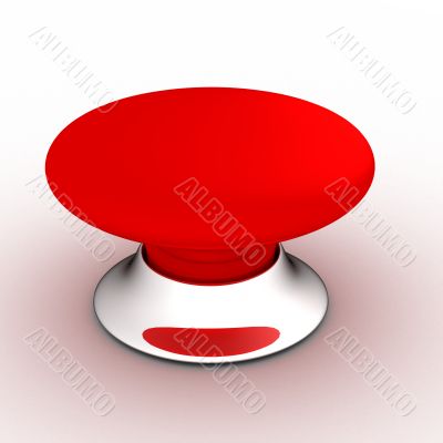 red button on a white background. 3D image
