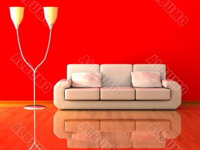 Interior of a living room. 3D image.