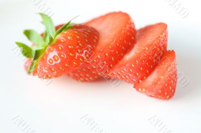Freshly cut strawberry
