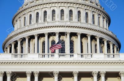 US Capitol and flag