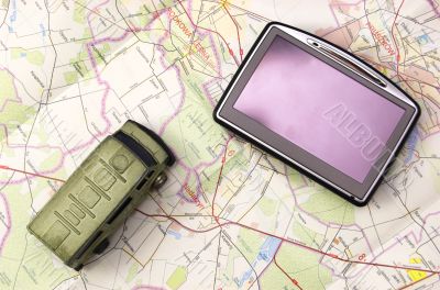 GPS and car on map