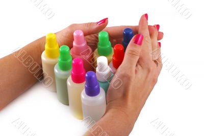 Bottles with chemicals