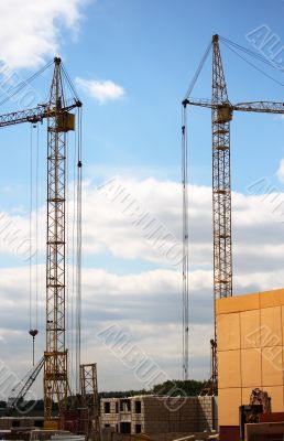 Two construction crane