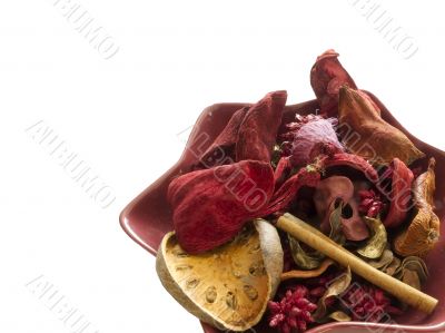 A Red Bowl With Exotic Fruit