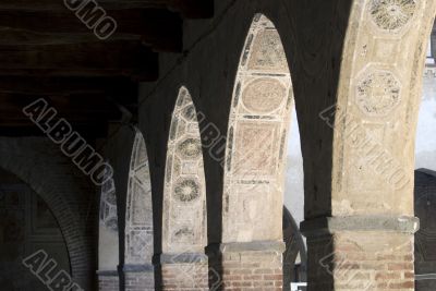 Arcade in the court of the Pandino castle