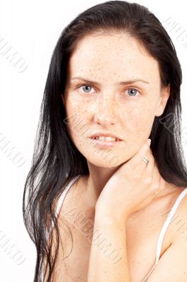 Portrait of beautiful brunette woman