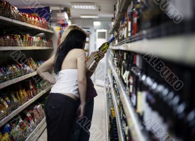 Two girls in a supermarket