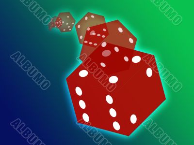 Rolling red dice illustration