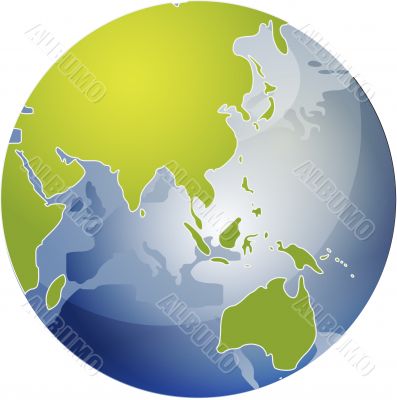 Map of Asia on globe  illustration