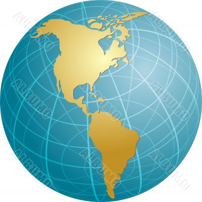 Map of the Americas on globe  illustration