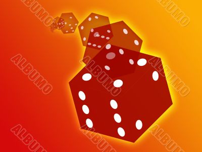 Rolling red dice illustration