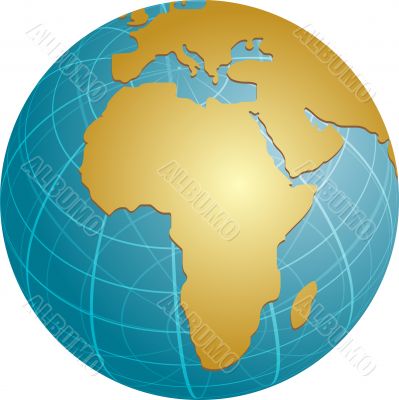 Map of Africa on globe  illustration