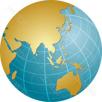 Map of Asia on globe  illustration