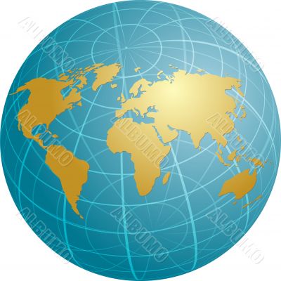 Map of the world illustration on globe grid