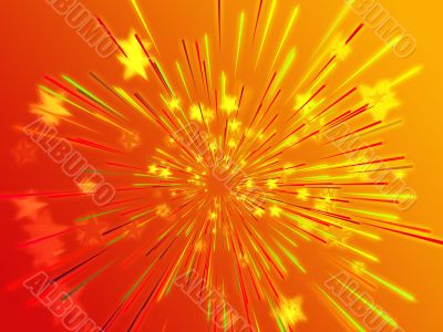 Bursting flying stars illustration