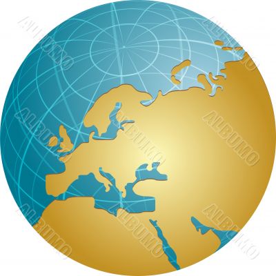 Map of Eurpe on globe  illustration