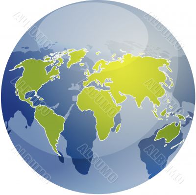 Map of the world illustration on globe