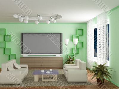 Interior of a living room. 3D image.