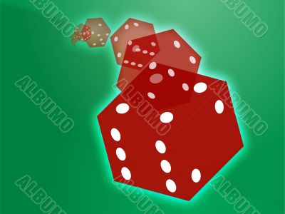 Rolling red dice illustration