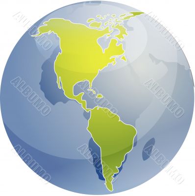 Map of the Americas on globe  illustration
