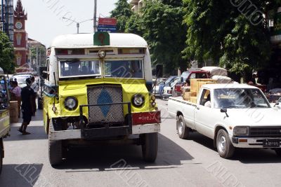Bus and car