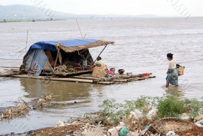Women and houseboat