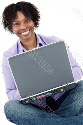African girl with computer