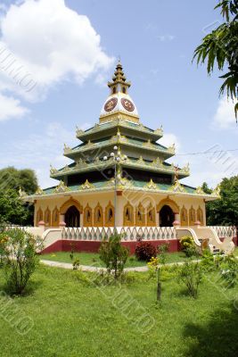 Green grass and pagoda