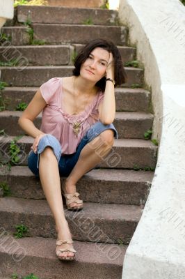 woman on a staircase