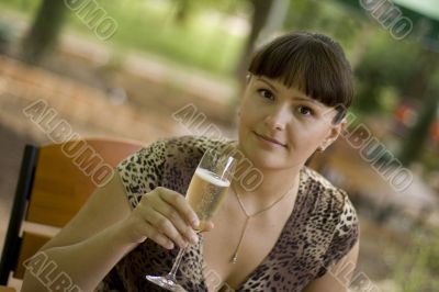 beautiful woman  with champagne glass