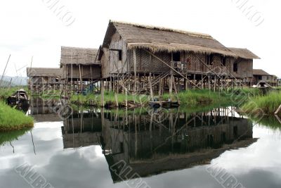 Houses on the Inle lake