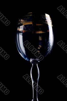 wine glass on black