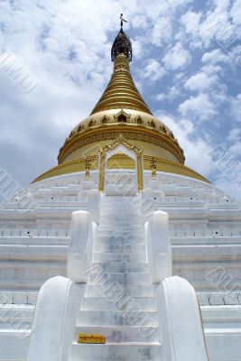 White stupa with staircase