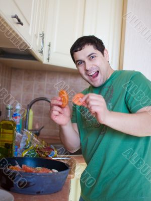 Man is cooking