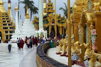 People and golden stupa