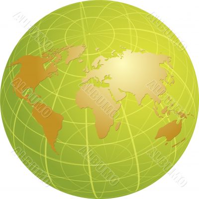 Map of the world illustration on globe grid