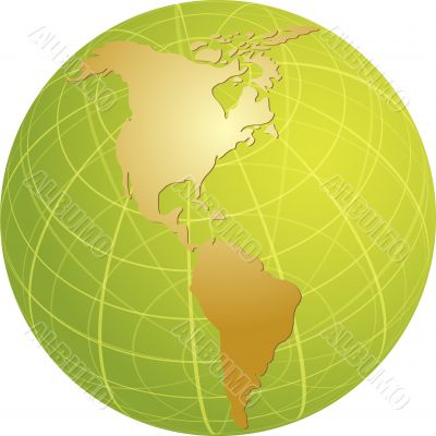 Map of the Americas on globe  illustration